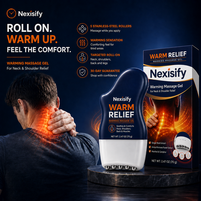 Nexisify® WARM RELIEF 3-in-1 Warming Massage Gel + 360° Roller