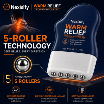 Nexisify® WARM RELIEF 3-in-1 Warming Massage Gel + 360° Roller